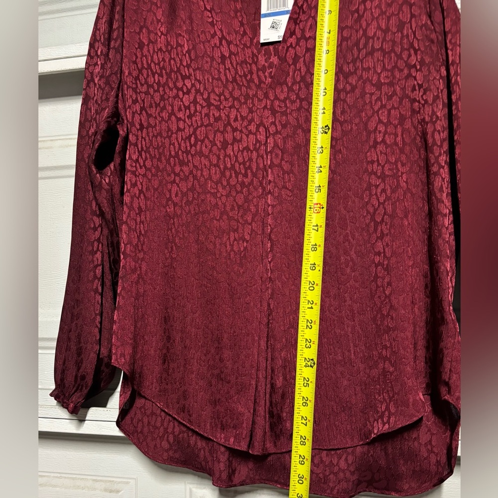 Michaels Deep Red Patterned Blouse - Picture 9 of 9